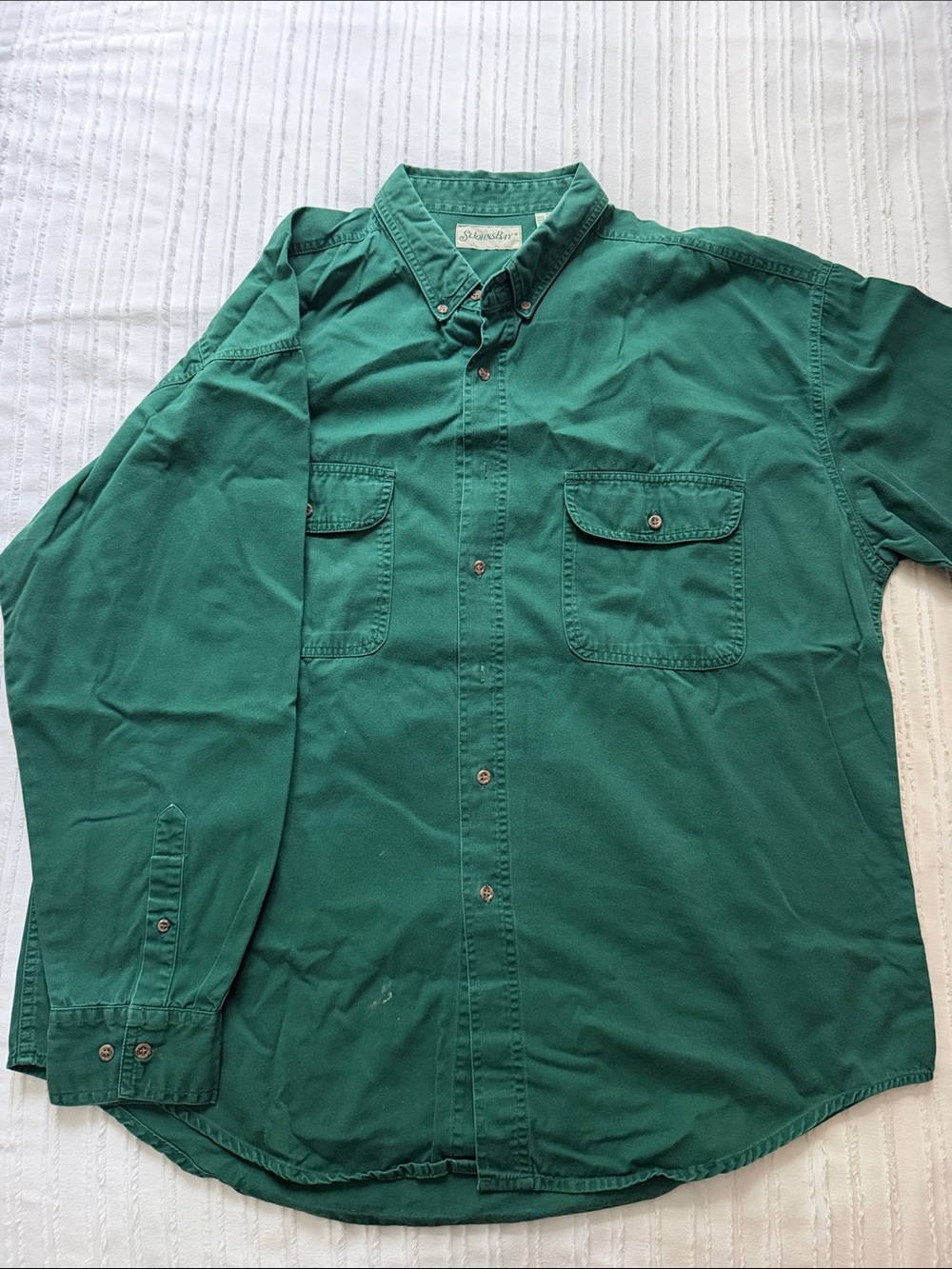 Men's Green Button-Down Long Sleeve Shirt St John’s Bay XL
